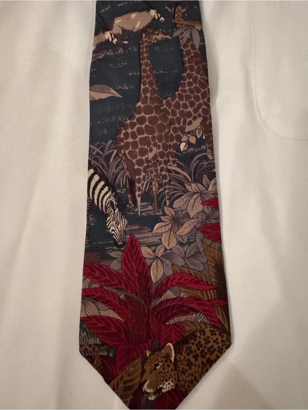 Vintage 90s Lands' End Silk Safari Jungle Animal Print Tie
